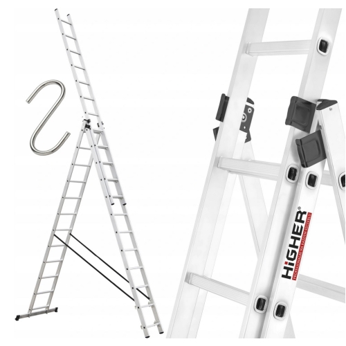 Sterke aluminium ladder 3x12 8m universeel